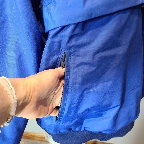 VINTAGE Lands End Jacket Mens Large Unisex Blue 1/4 Zip Pullover Hooded 90s - Picture 5 of 10